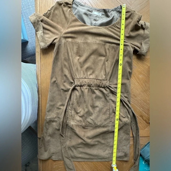 Hoss Intropia Goat Leather Short Sleeve Dress Size 36 US Size 4 Khaki Brown - Picture 12 of 16